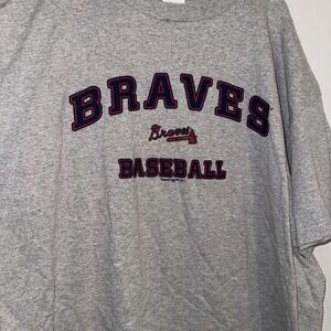 Vintage AUTHENTIC Majestic‎ 2001 Atlanta Braves Mens Baseball TShirt XXL Gray
